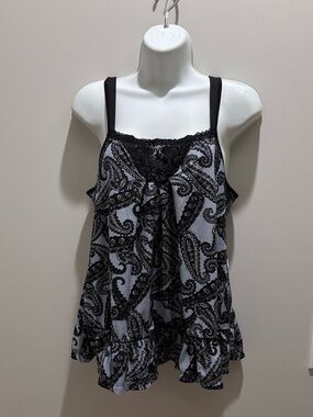 Lily Stanhope Paisley Lace-Trim Babydoll Flowy Tank Top